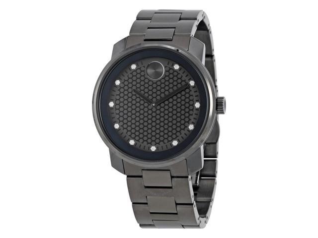 Movado Bold Gunmetal Diamond Dial Quartz Mens Watch 3600375