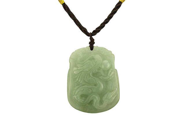 Himalayan Treasures Natural Jadeite Jade Dragon Pendant Necklace Amulet Stone Carving A89
