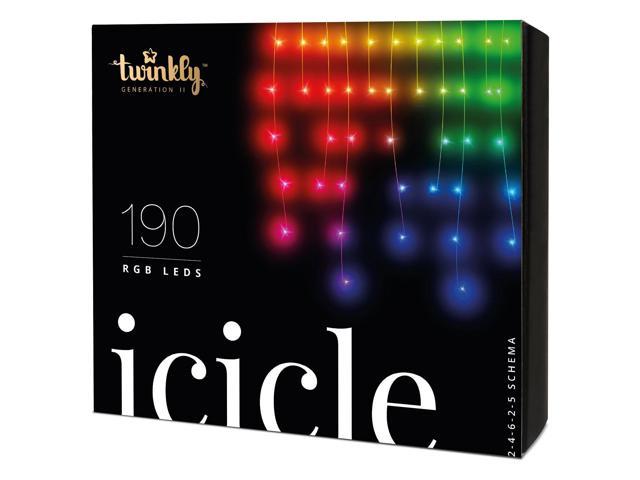 Twinkly 190 LED RGB Multicolor 16x2 ft Icicle Lights, Bluetooth Wifi Controlled