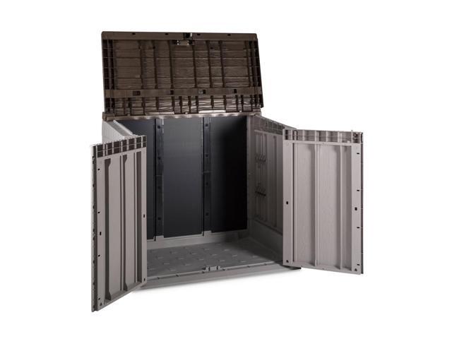 Toomax Stora Way All Weather Outdoor Storage Shed Cabinet Taupe Grey Anthracite Newegg Com Toomax Stora Way All Weather Outdoor, Outdoor Vertical Storage Cabinet
