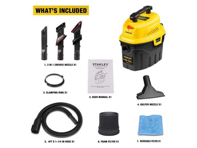 Stanley 3 Gallon Wet Dry Vacuum 3 Peak HP Poly 2 in 1