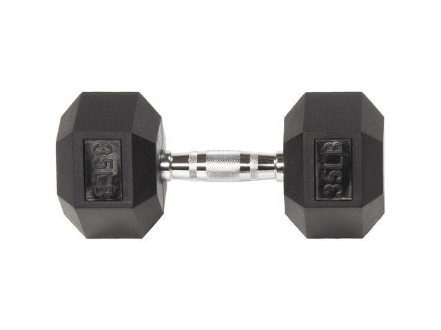Photo 1 of Sporzon! Rubber Encased Hexagon 35 Pound Single Metal Handheld Dumbbell Weight
