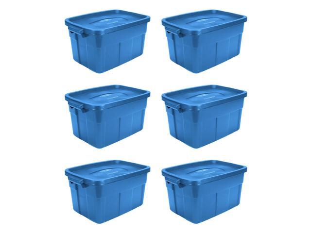 Photo 1 of (x2) Rubbermaid Roughneck Tote 14 Gal Storage Container, Blue