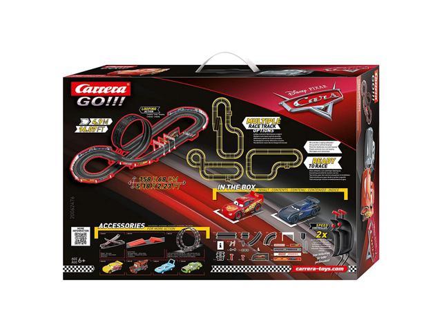 Carrera GO!!! 62476 Disney Pixar Cars Speed Challenge Electric Powered Slot  Car Racing Kids Toy Race Track Set Includes 2 Hand Controllers featuring  1:43 Scale Lightning McQueen versus Jackson Storm 