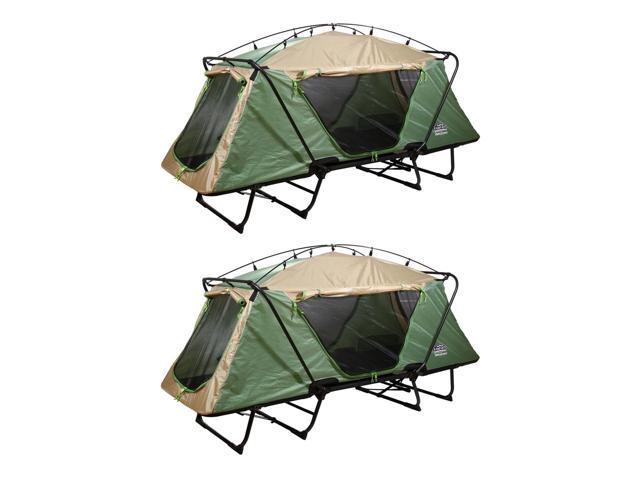 Kamp-Rite Oversize Portable Versatile Cot, Chair, & Tent, Green/Tan (2 Pack)