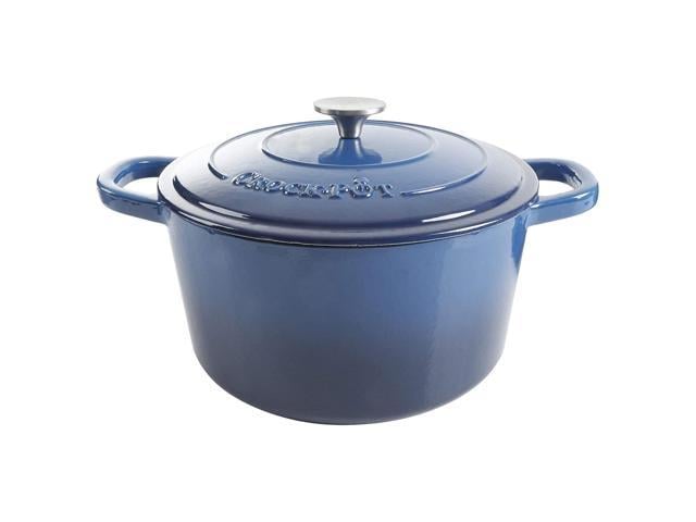 Photo 1 of *********minor chips in enamel******* Crock-Pot 7 Quart Round Enamel Cast Iron Covered Dutch Oven Slow Cooker, Blue