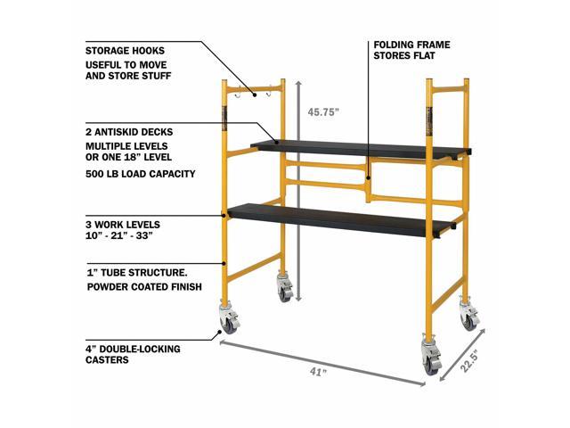 Metaltech 4 Foot High Portable Basic Mini Mobile Scaffolding With Locking Wheels for sale online 