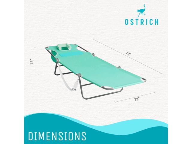 Teal Ostrich Chaise Lounge Folding Portable Sunbathing Poolside Beach Chair 