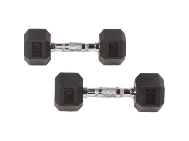 Photo 1 of 1 Dumbbell Only***Sporzon Rubber Encased Pair of Hexagon Handheld Weight Dumbbells, 10 Pounds