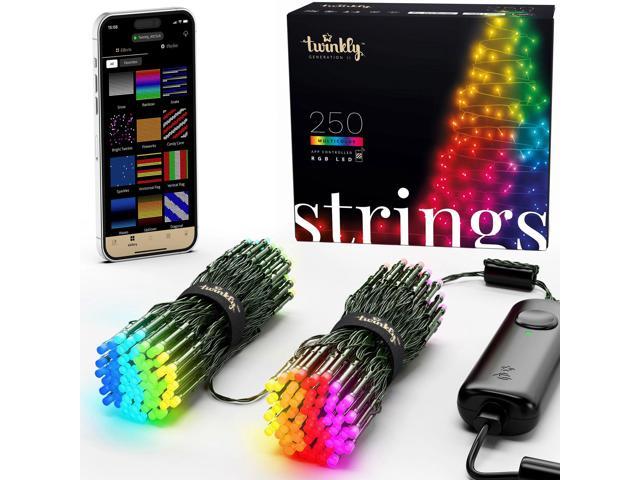 Twinkly Strings App-Controlled Smart LED Christmas Lights 250 Multicolor 65.6-ft