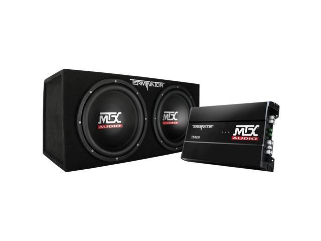 MTX 12 Dual Loaded Car Subwoofer w/ Sub Box, Amplifier, & QPower Wiring Amp Kit - Newegg.com
