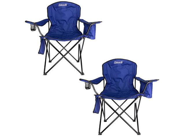 Coleman Camping Lawn Chair With Built In Cooler And Cup Holder Blue 2 Pack Newegg Com