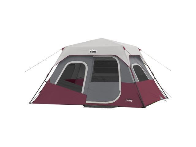 CORE Instant Cabin 11 x 9 Foot 6 Person Cabin Tent with Air Vents and Loft, Red