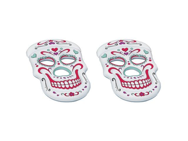 2 Pack Swimline Giant Inflatable 62-Inch Sugar Skull Swimming Pool Island Raft