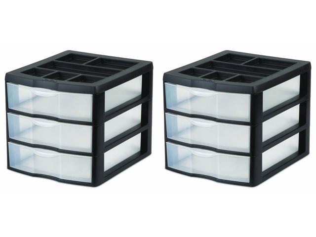 2 Sterilite 20439002 Medium Compact Countertop 3 Drawer Desktop Storage Units Newegg Com