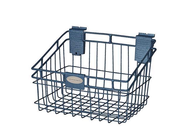 Suncast Storage Trends Slatwall Mounted Metal Wire Basket Blue 2 Pack 