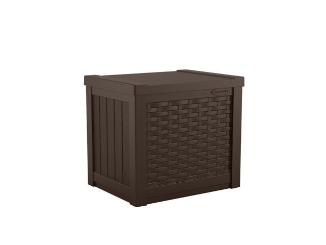 Java Suncast SSW500J Small Resin Wicker 22 Gallon Outdoor Patio Storage Box 