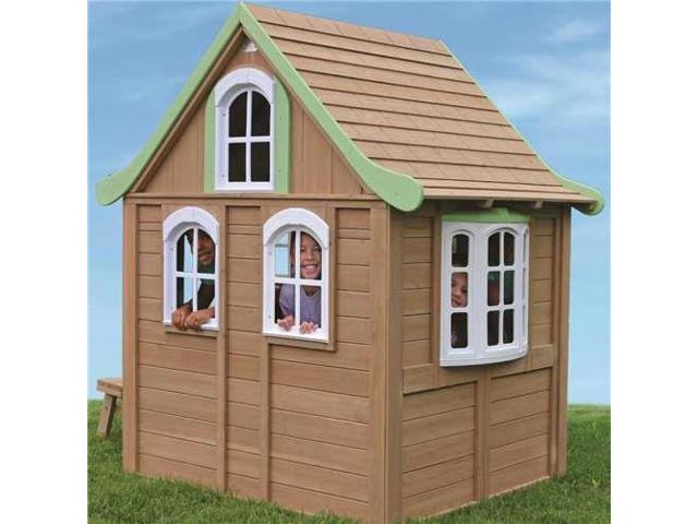 kidkraft forestview kids outdoor wooden cedar playhouse with bench