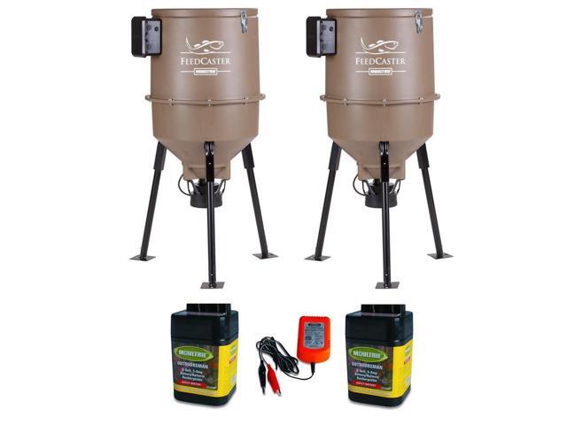 2 Moultrie 30 Gallon Feedcaster Pro Fish Feeders 2 6v