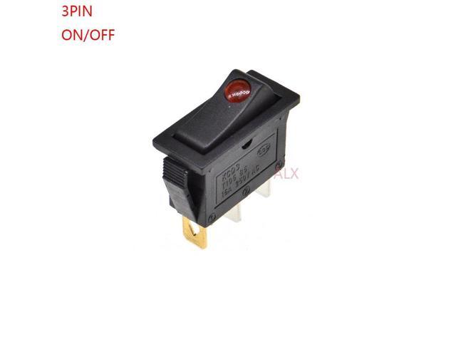 5pcs Kcd3 3pin Push Button With Red Light Rocker Switch On Off Boat Power Switches 16a 250v 20a 125v Toggle Switch 3 Pin