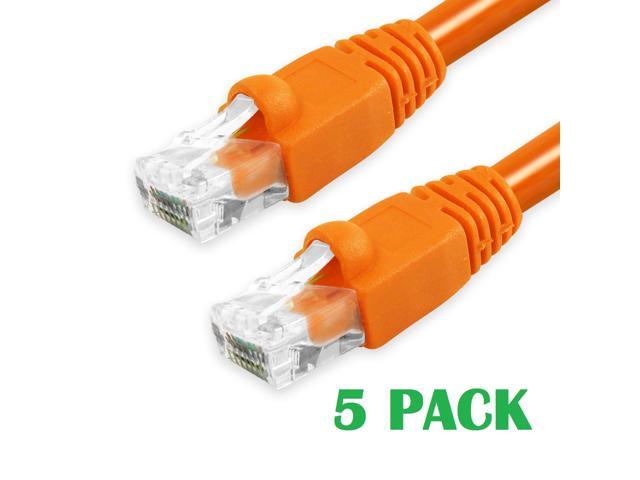 Snagless/Molded Boot 500 MHz Pack of 5 2 Foot Color:Orange Cat6a Orange Ethernet Patch Cable Sonovin
