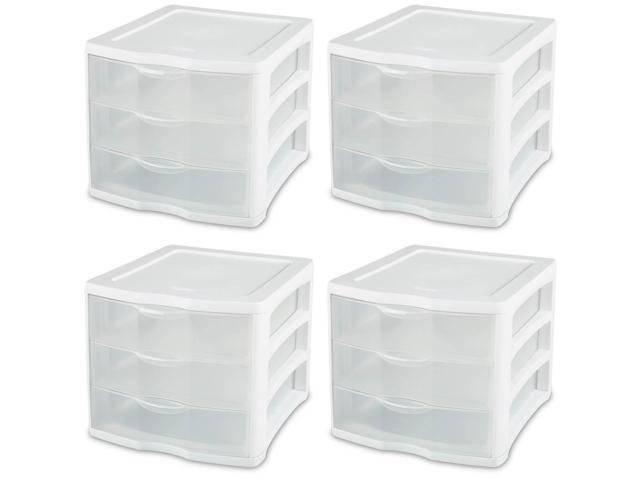 4 Pack Sterilite 17918004 Clearview Portable 3 Storage Drawer