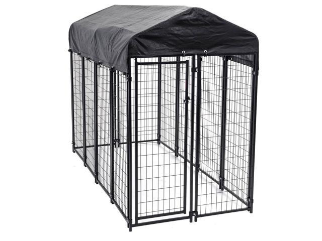 Lucky Dog 8' x 4' x 6' Uptown Welded Wire Outdoor Dog Kennel w/ Waterproof Cover