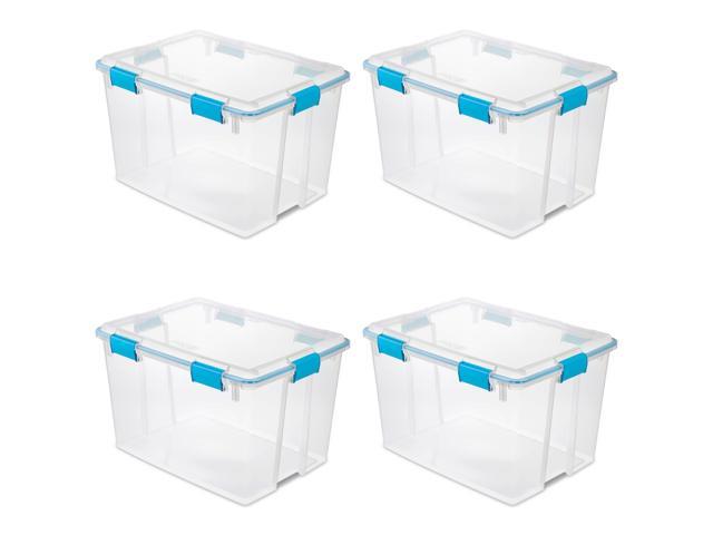 Sterilite 80 Quart Plastic Home Storage Gasket Box Container, Clear (4 Pack)