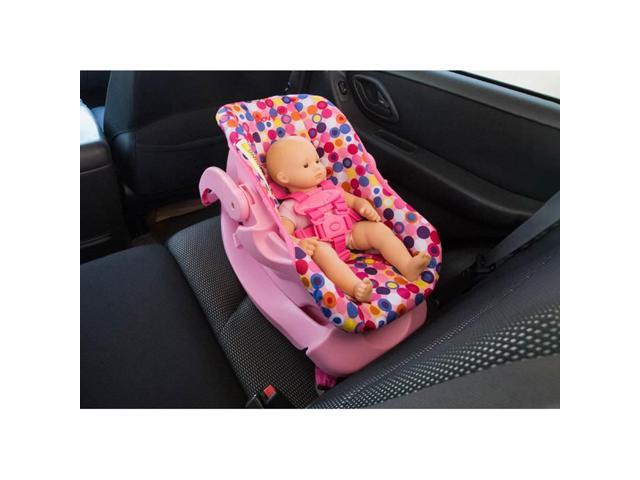 Joovy Doll Toy Car Seat Pink Dot Carrier 5-point Harness Adjustable 12" To 20" 