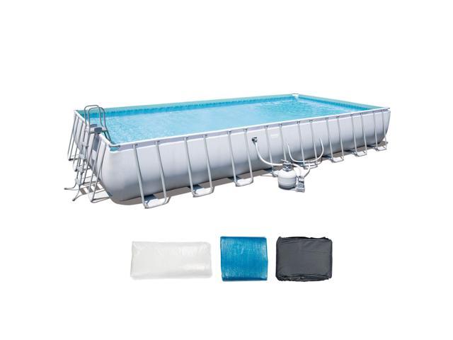 Bestway 56625E Power Steel 31ft x 16ft x 52in Rectangular Above Ground Pool Set