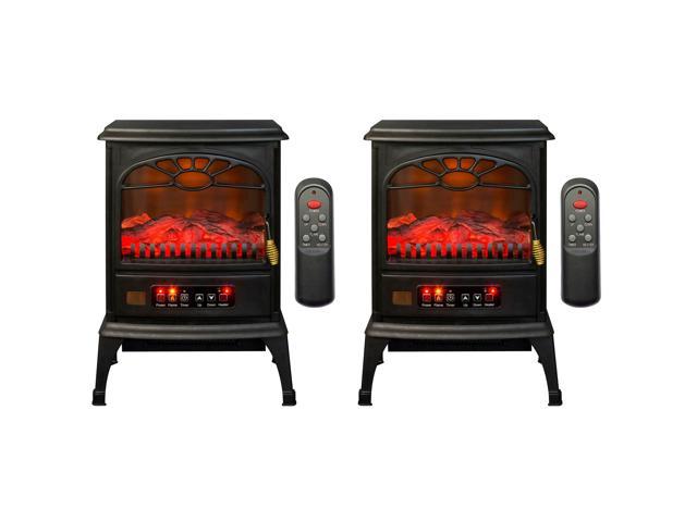 Lifesmart 1500w Large Room 3 Sided Mobile Electric Infrared Stove Heaters Pair