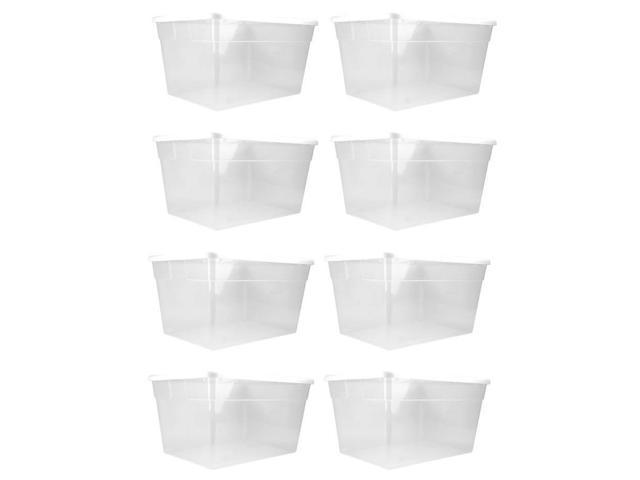 Sterilite 16598008 Clear Storage Tote With Lid 56 Quart 23x16-1/4x12-3/8 -  Pkg Qty 8