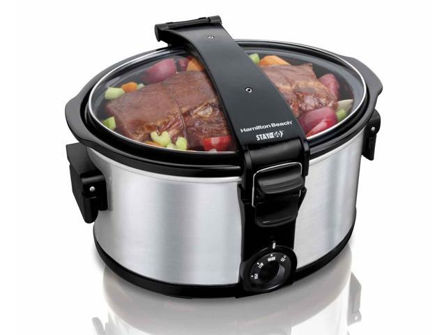 Hamilton Beach 33472 Stainless Steel 7 Qt. Stay or Go 7 Quart Portable Slow Cooker