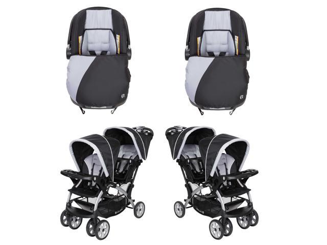 double stroller with car seat and base