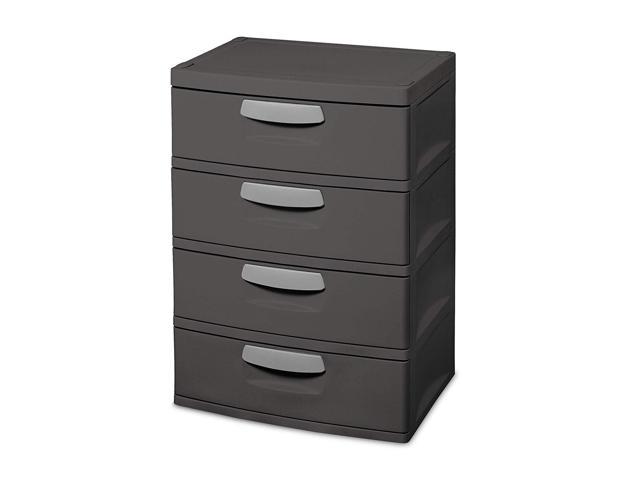 Sterilite 4 Drawer Heavy Duty Gray Storage Unit With Black Handles