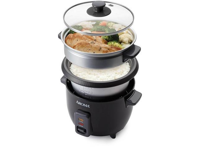 Aroma Pot-Style Rice Cooker and Food Steamer - Black/Silver, 1 ct