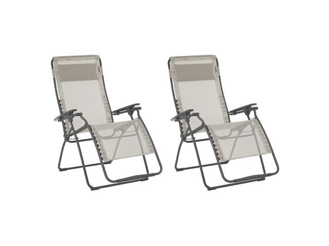 Lafuma Futura Xl Zero Gravity Recliner Lawn Patio Lounge Chairs Set Tan Pair Newegg Com