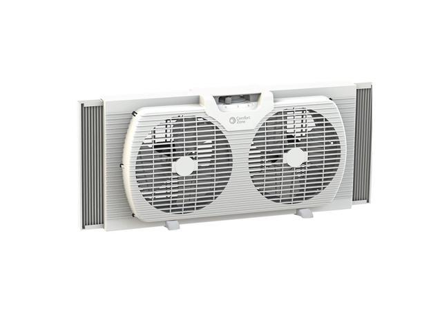Comfort Zone CZ319WT 9-inch Twin Window Fan with Manual Reversible Airflow Control, Auto-Locking Expanders and 2-Speed Fan Switch