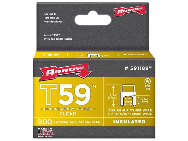 Arrow Fastener 591168 5/16" x 5/16" Clear T59 Insulated Staples for RG59 Quad & RG6