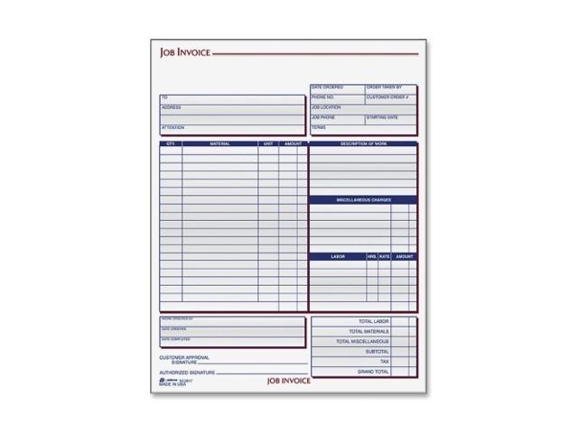 Adams Job Invoice Forms 2-Part Corbels 100 St./BK 8-1/2"x11-7/16" NC2817 
