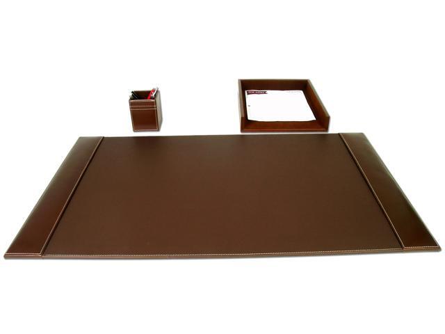 D3237 Rustic Brown Leather 3pc Desk Set 34 X 20 Pad Pencil Cup Newegg Com