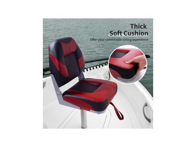 AOTTLATD Deluxe Low and High Back Boat Seat, Fold-Down Fishing Boat Seat,  Red and Black