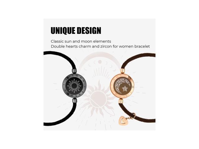 totwoo Sun and Moon Long Distance Touch Bracelets for Couples - Milan - Black and Brown