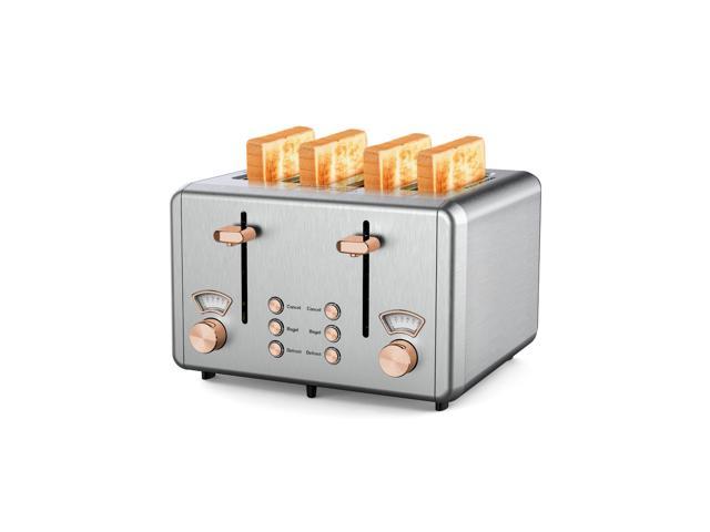 WHALL Toaster 4 Slice Stainless Steel,Toaster-6 Bread Shade