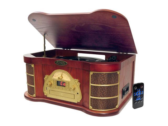 Pyle Classical Turntable with AM/FM Radio CD/Cassette & USB Recording
