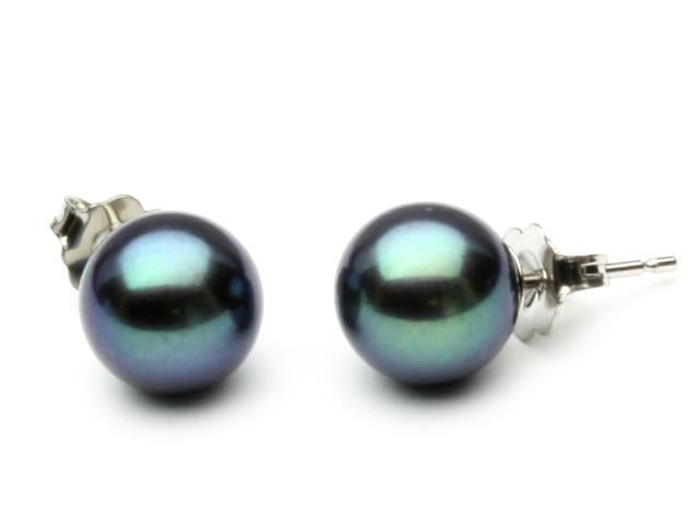 freshwater black pearl earrings