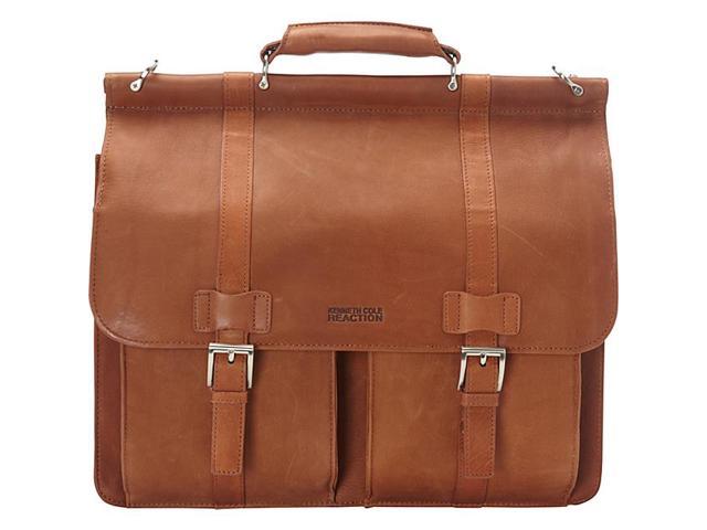 kenneth cole reaction colombian leather dowel rod double gusset laptop briefcase