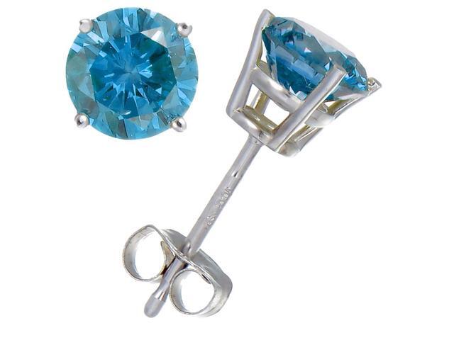 finediamonds9 fd9s025buw 1 4 cttw blue diamond 14k white gold stud i1 i2 clarity
