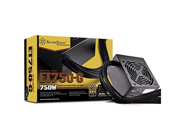 silverstone tek 750w 80 plus gold fixed cable power supply with flat black cables and quiet fan curve sst-et750-g