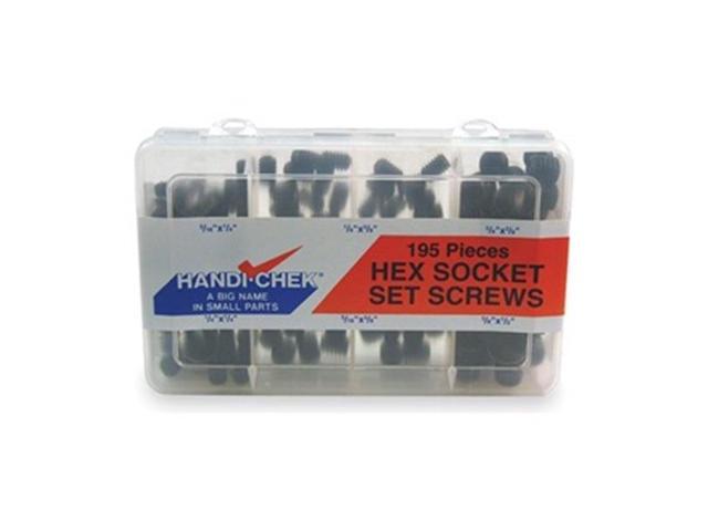 Socket Set Screw Asst, Steel, Black, 195 PC